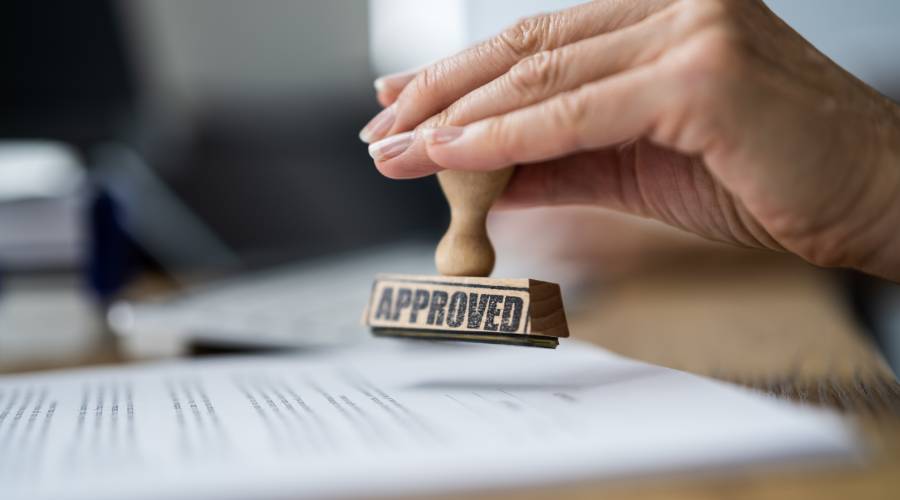Hand stamping document approved